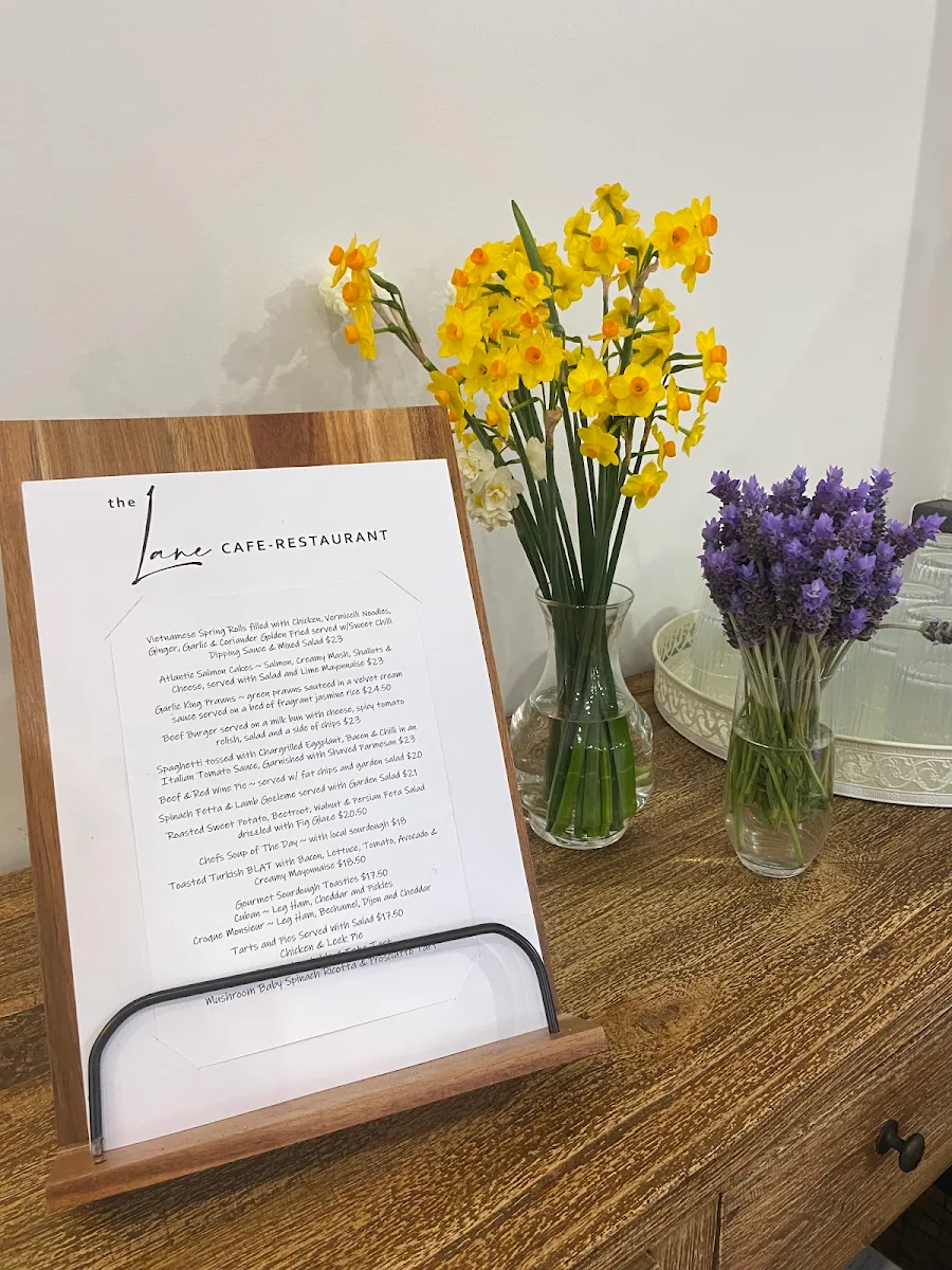 Menu, The Lane Cafe - Restaurant.