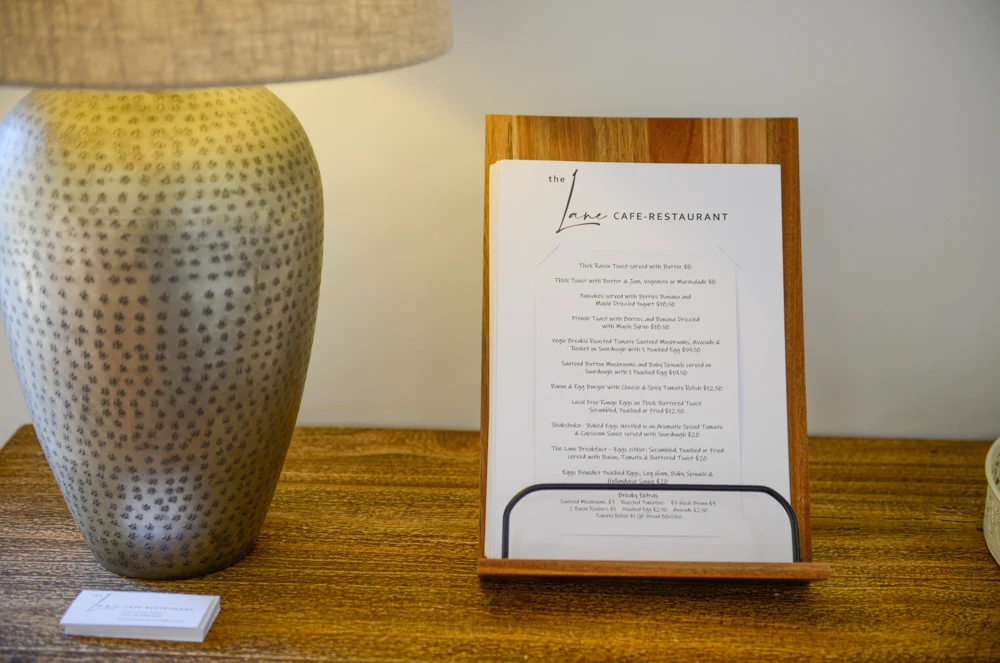 Menu, The Lane Cafe - Restaurant.