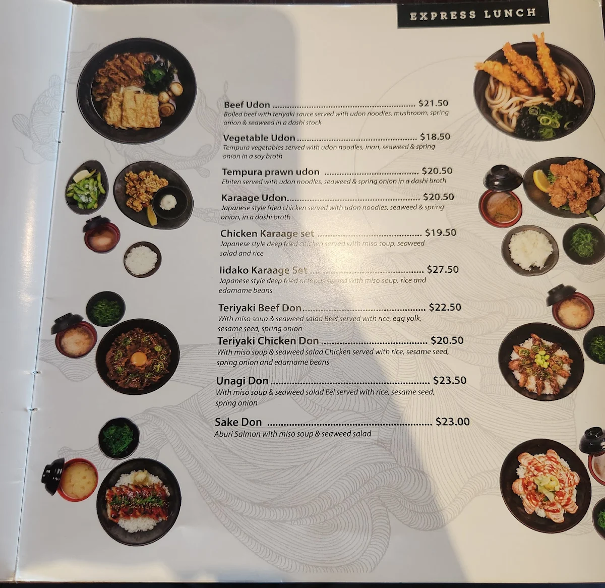 Menu, Sushi Planet