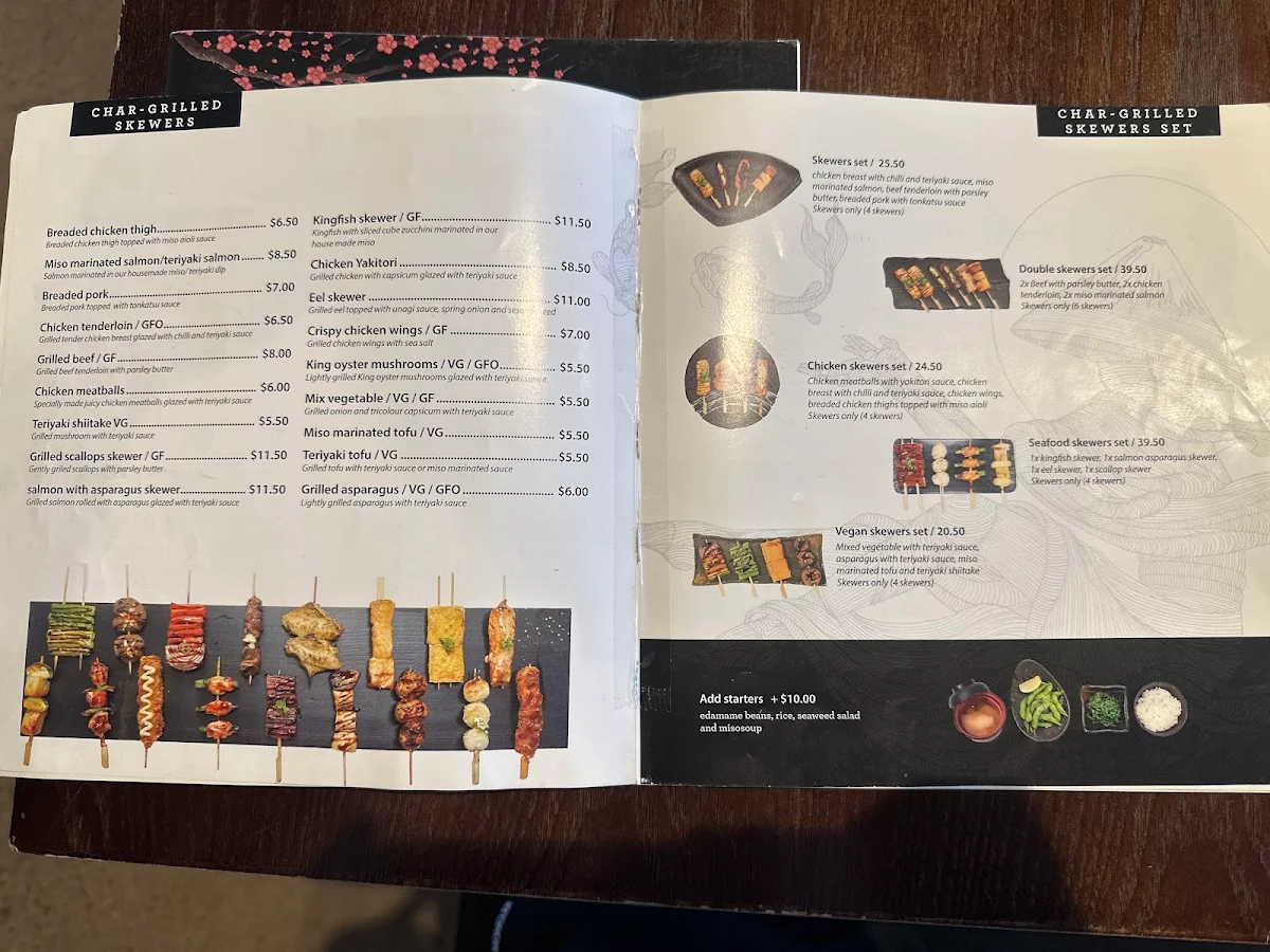 Menu, Sushi Planet