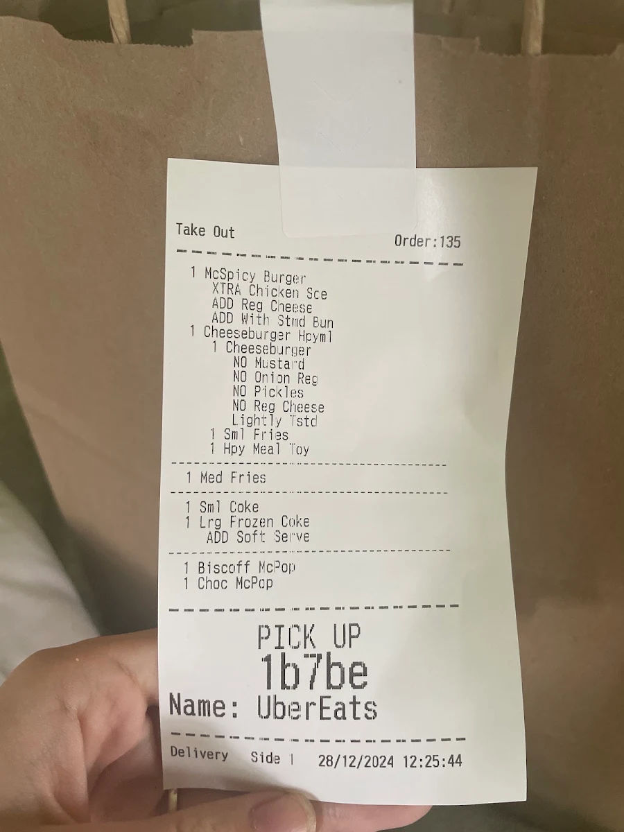 Menu, McDonald's Laverton North