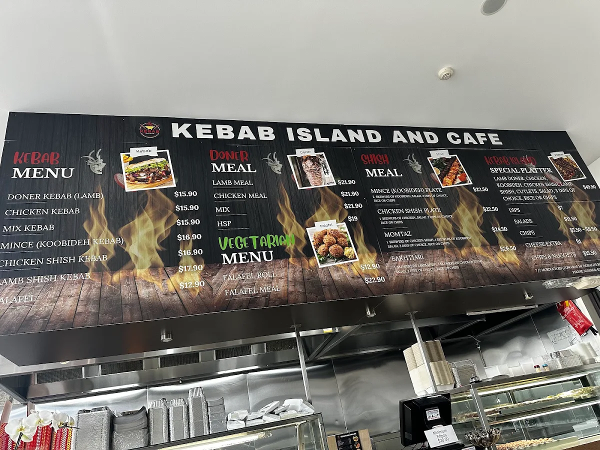 Menu, Kebab island & Cafe