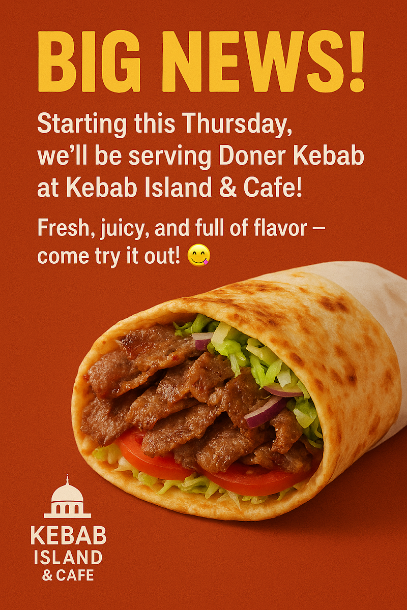 Menu, Kebab island & Cafe