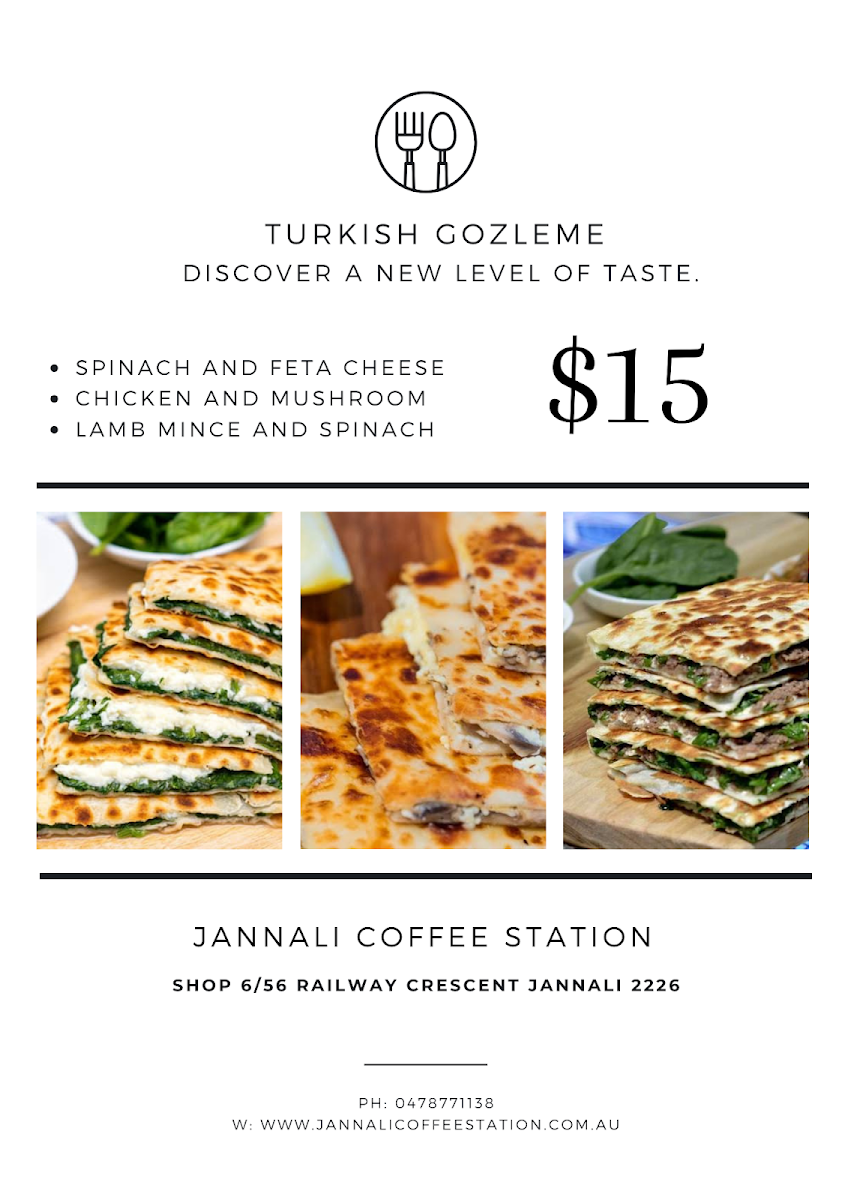 Menu, Jannali Coffeestation