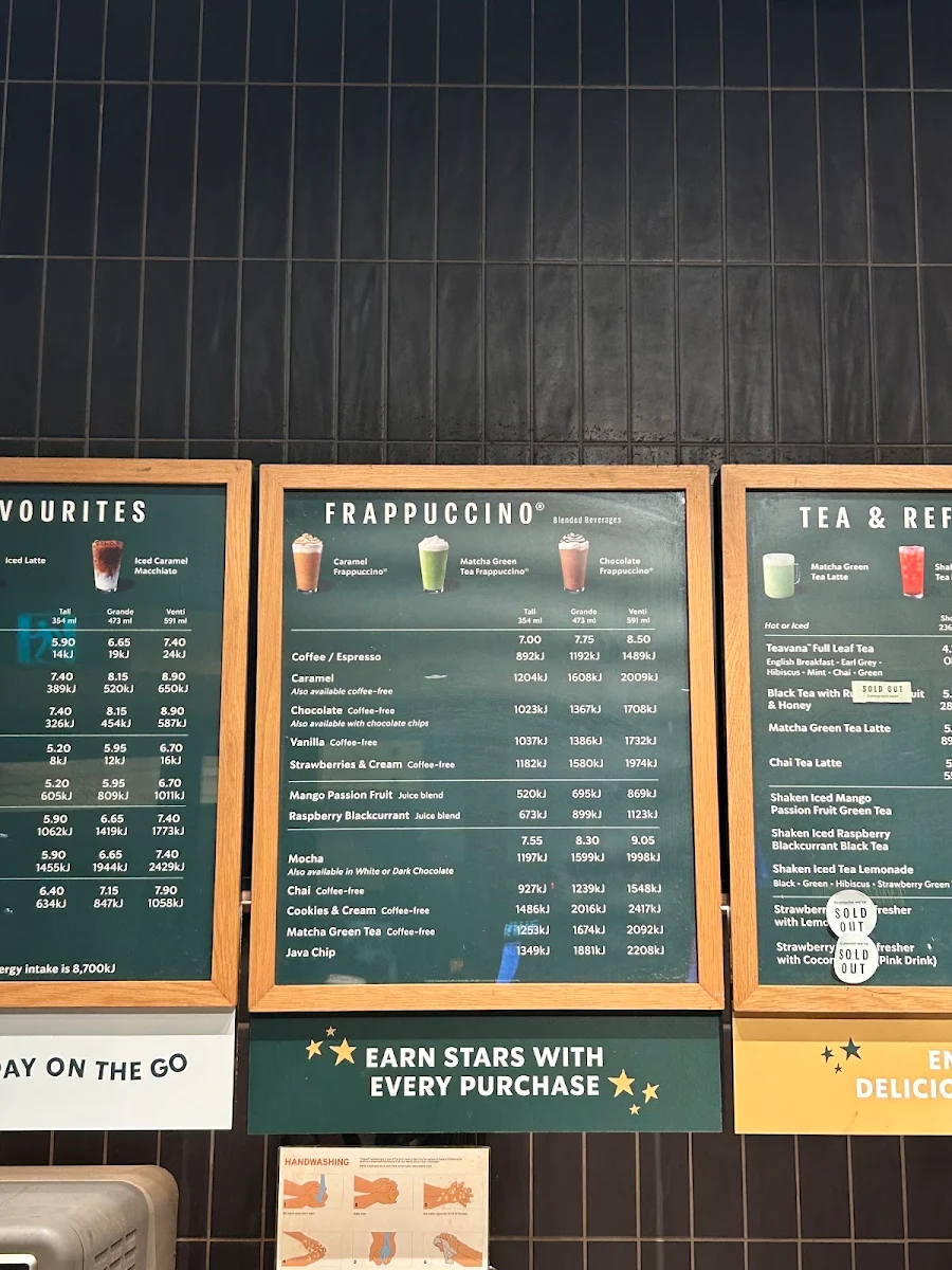 Menu, Starbucks Macquarie Centre