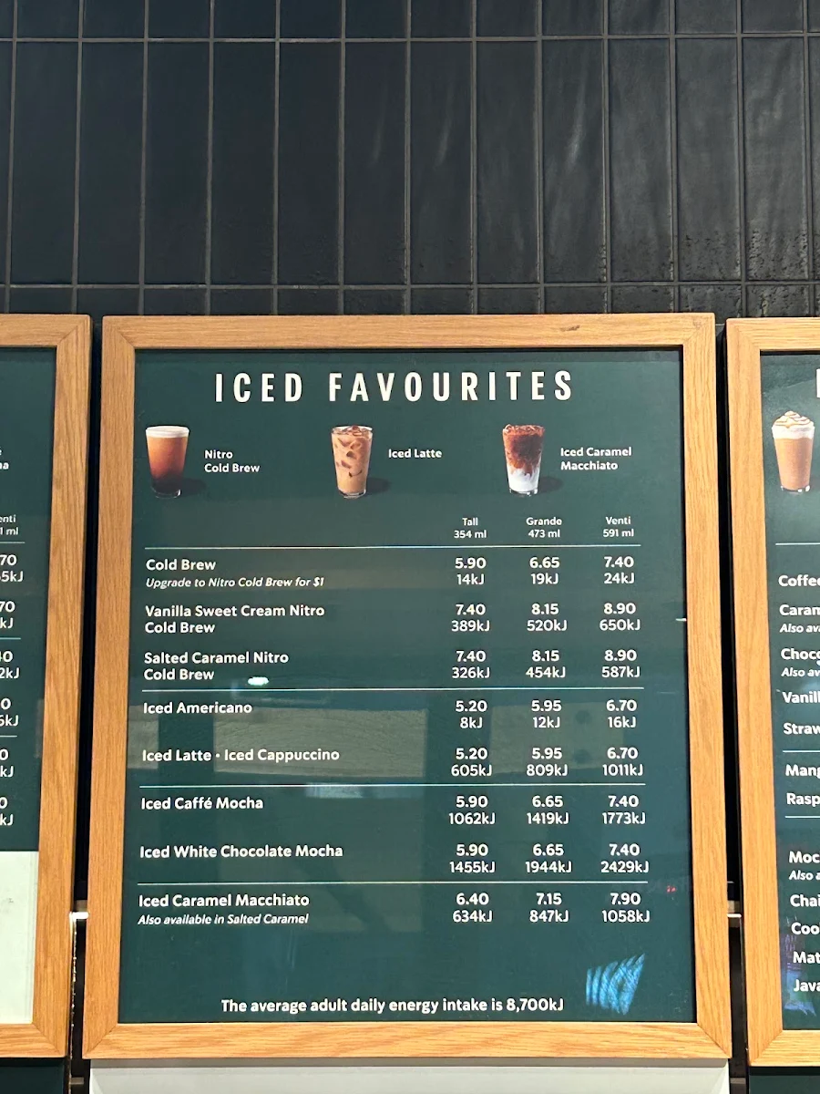 Menu, Starbucks Macquarie Centre