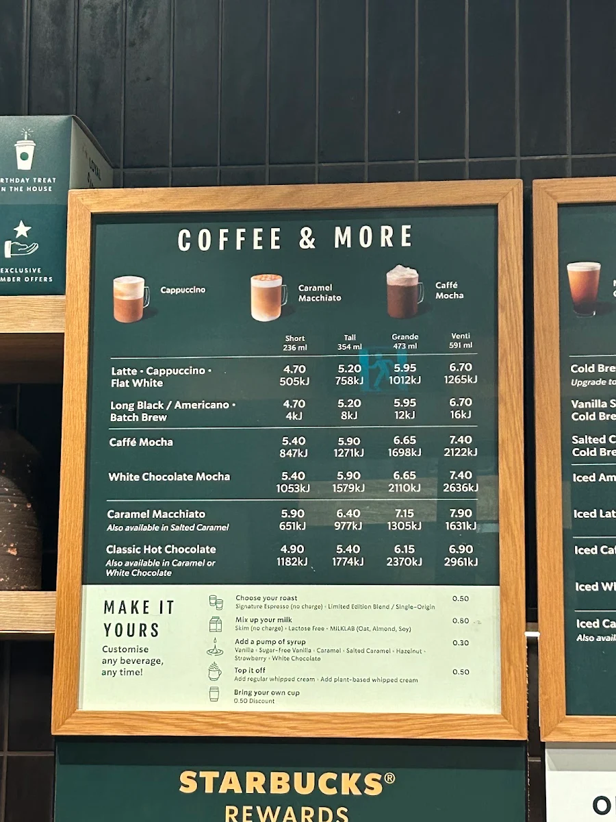 Menu, Starbucks Macquarie Centre