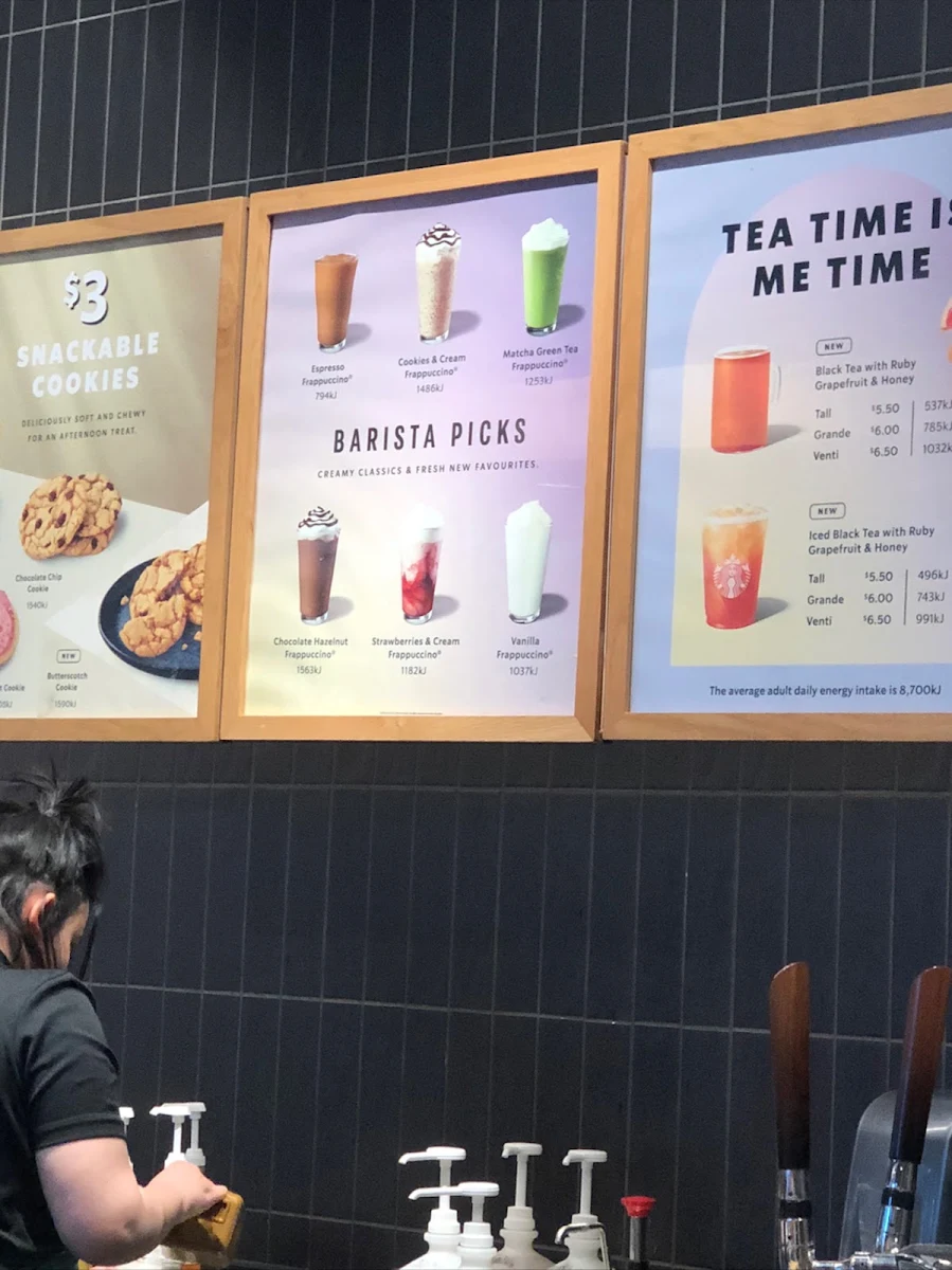 Menu, Starbucks Macquarie Centre