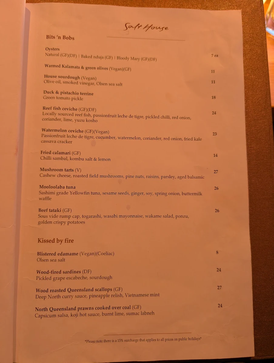 Menu, Salt House