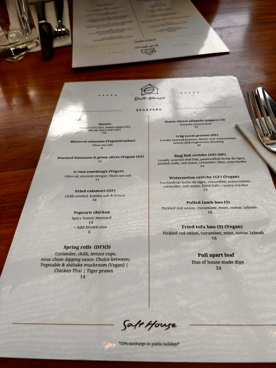 Menu, Salt House
