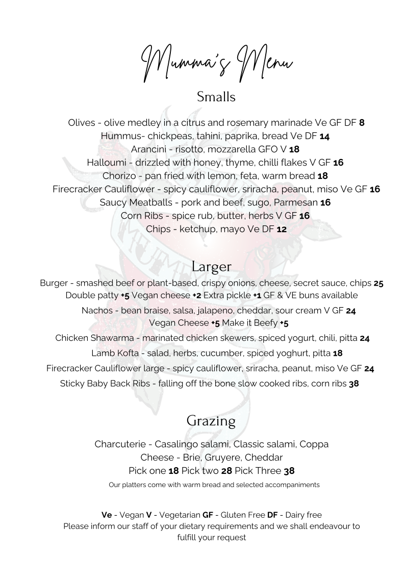 Menu, Who's Your Mumma