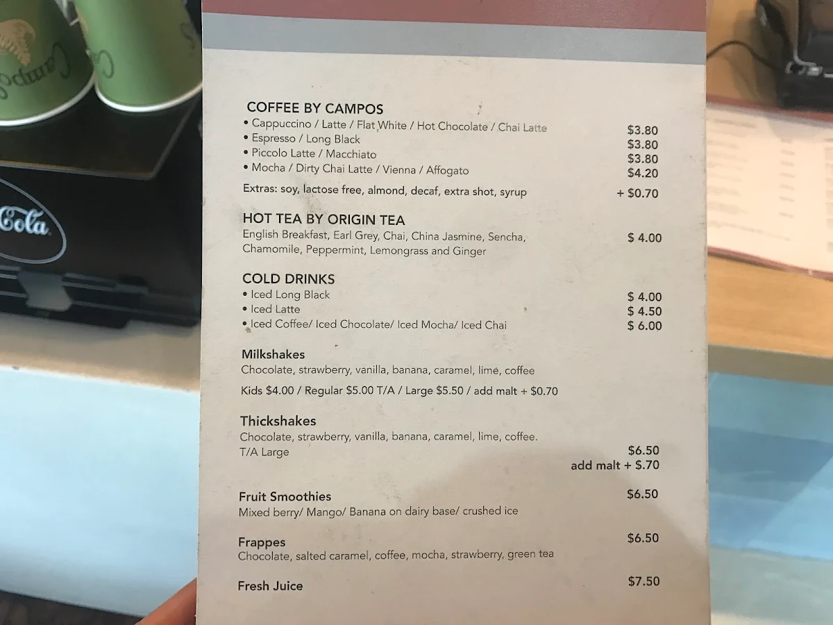 Menu, Cup of Joy