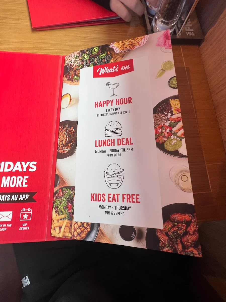 Menu, TGI Fridays Frankston