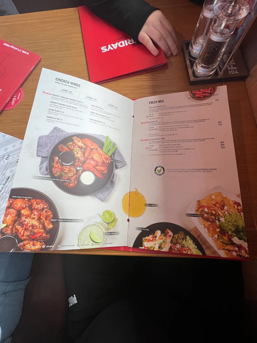 Menu, TGI Fridays Frankston