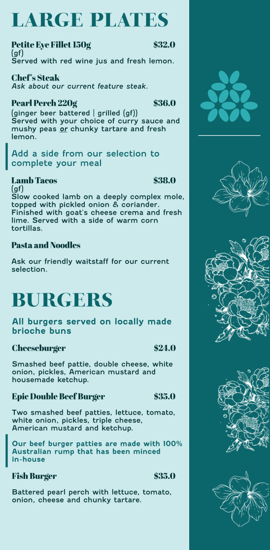Menu, Kacy’s Restaurant