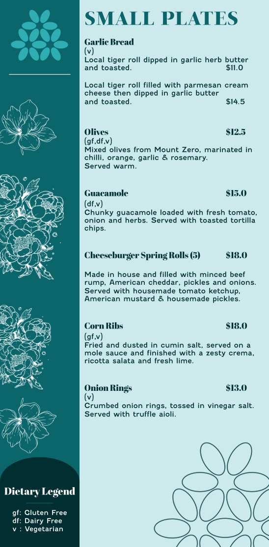 Menu, Kacy’s Restaurant