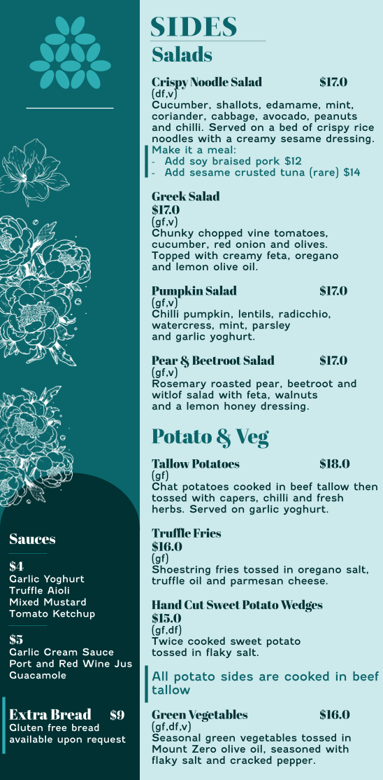 Menu, Kacy’s Restaurant