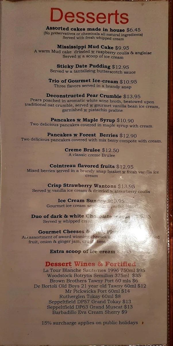 Menu, Kacy’s Restaurant
