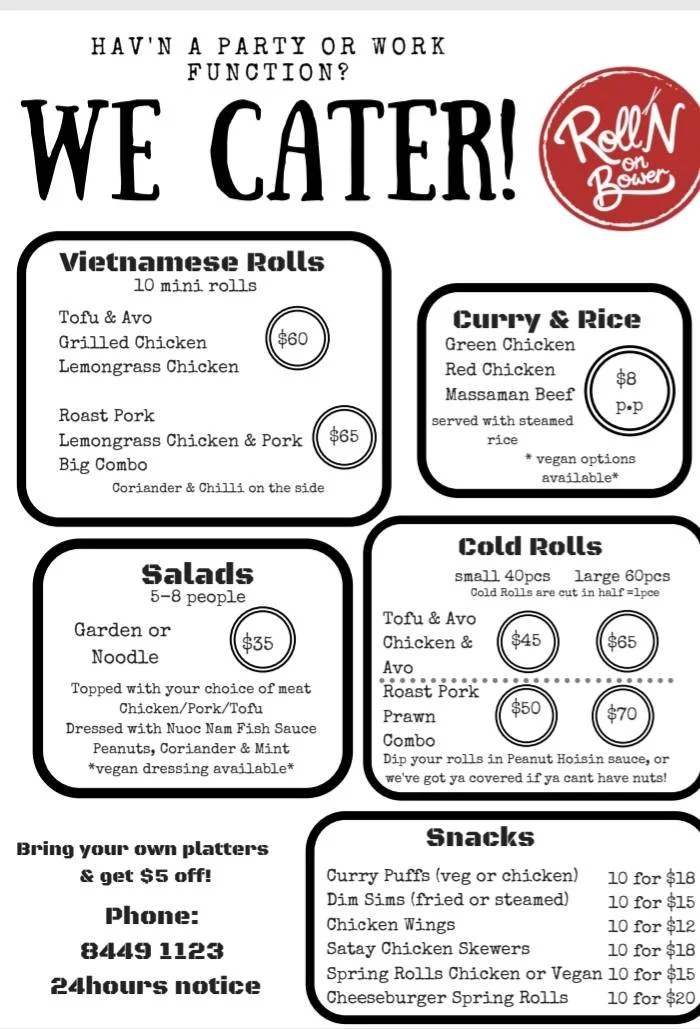 Menu, Roll'N On Bower
