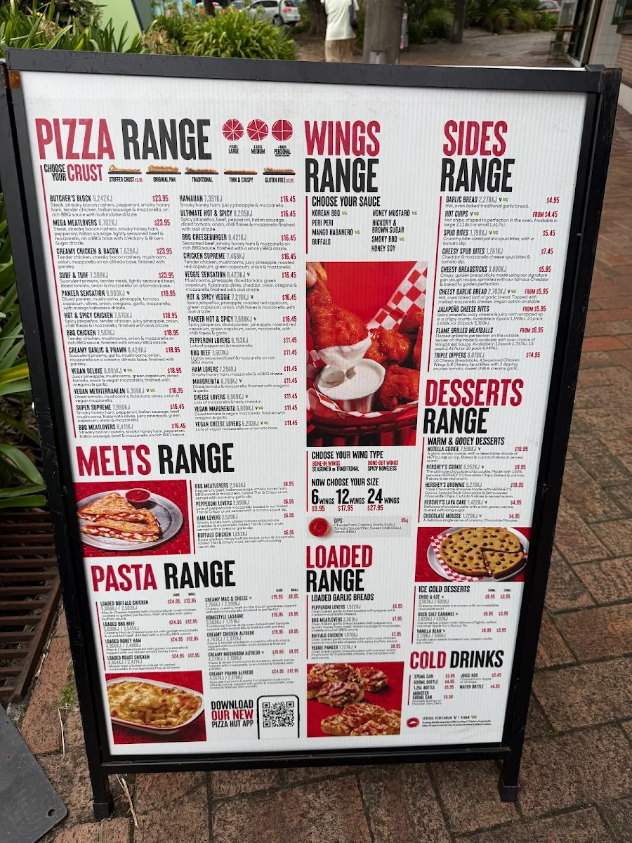 Menu, Pizza Hut West Pennant Hills