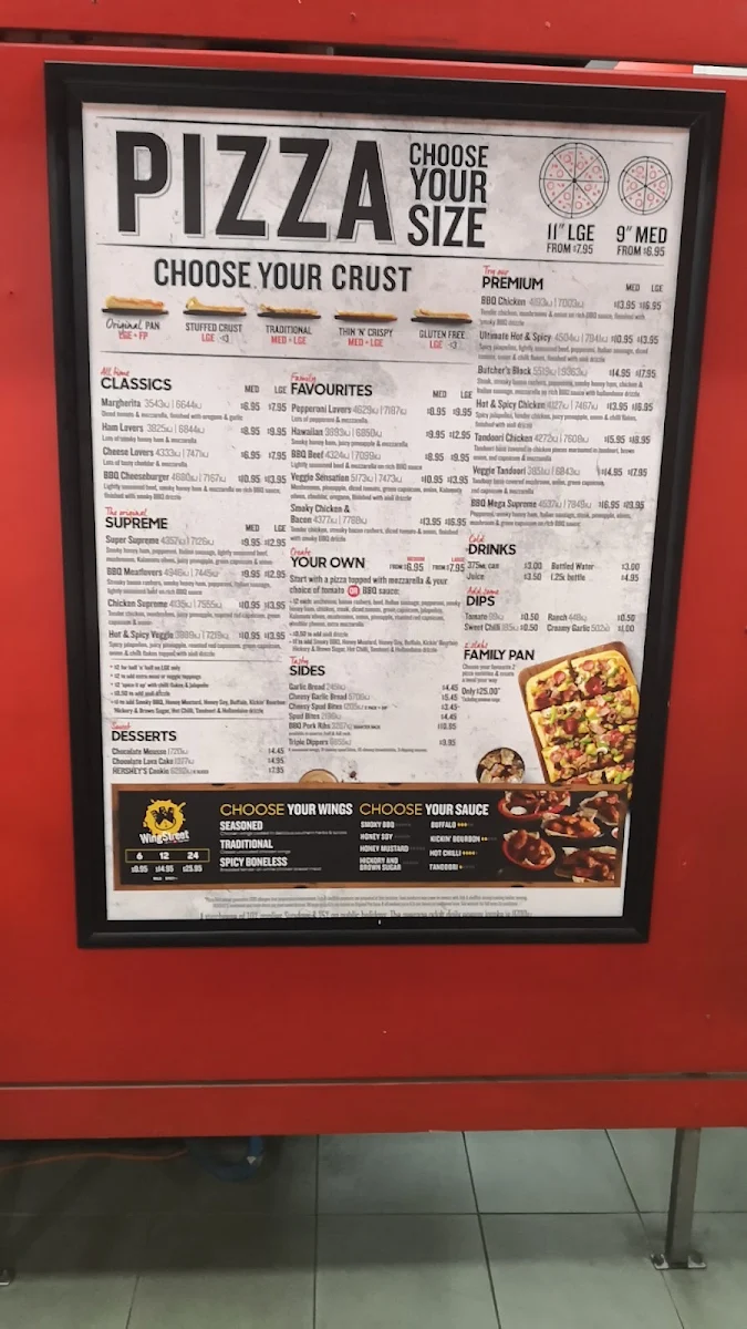 Menu, Pizza Hut West Pennant Hills