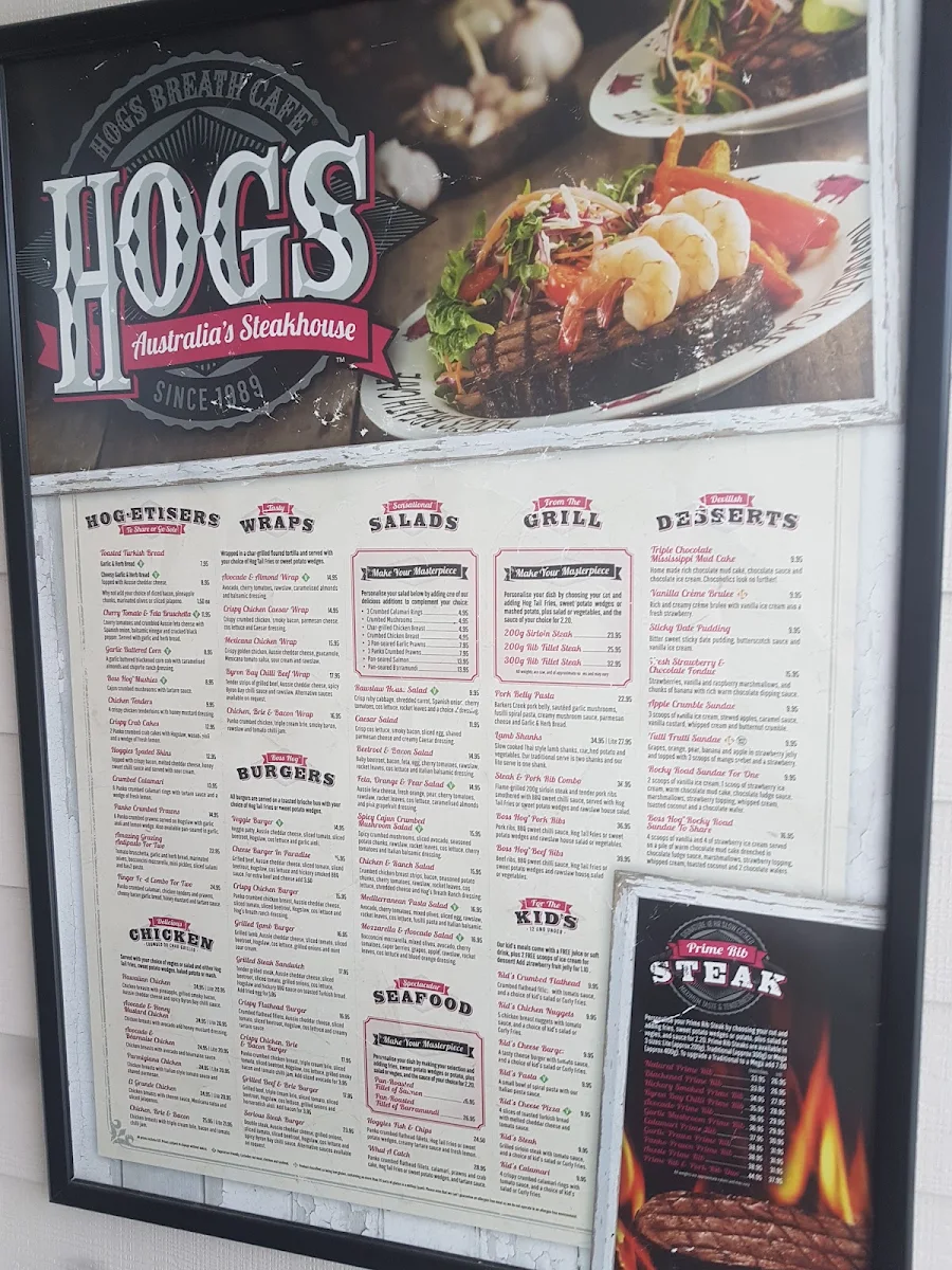 Menu, Hog's Breath Cafe Traralgon