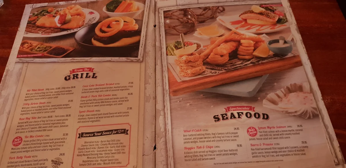 Menu, Hog's Breath Cafe Traralgon