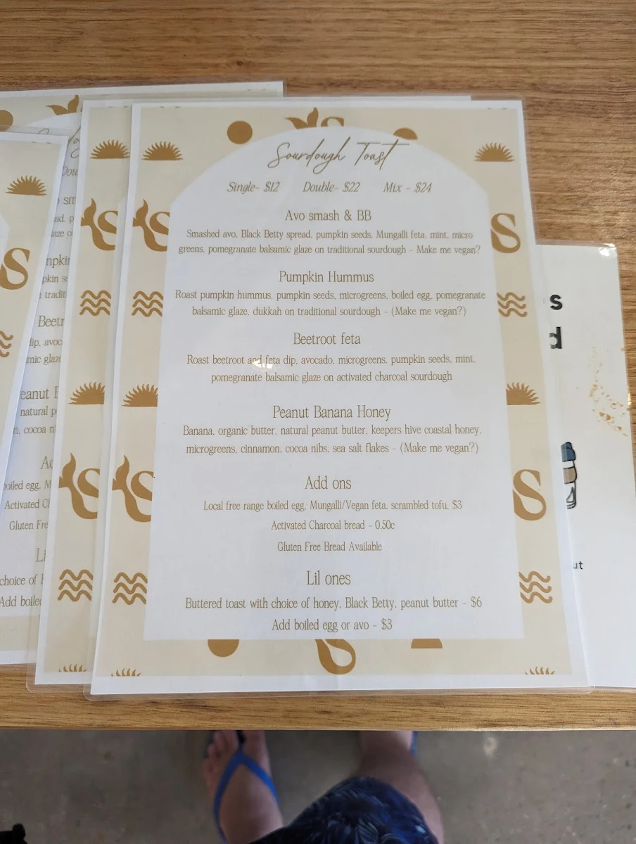 Menu, Sirens Bayside
