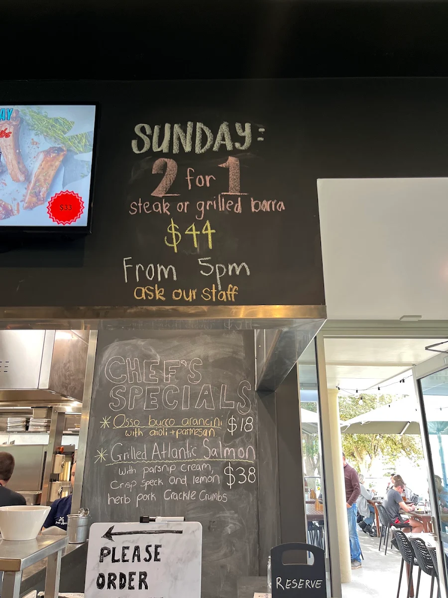 Menu, Rugby Union Cafe