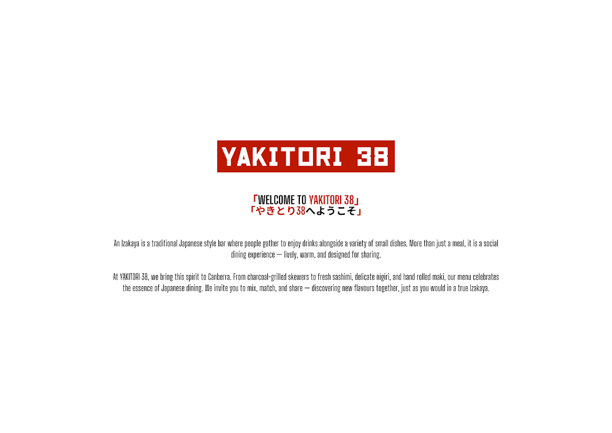 Menu, Yakitori 38