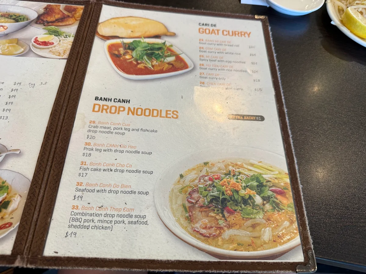 Menu, Phuong Nam Noodle House