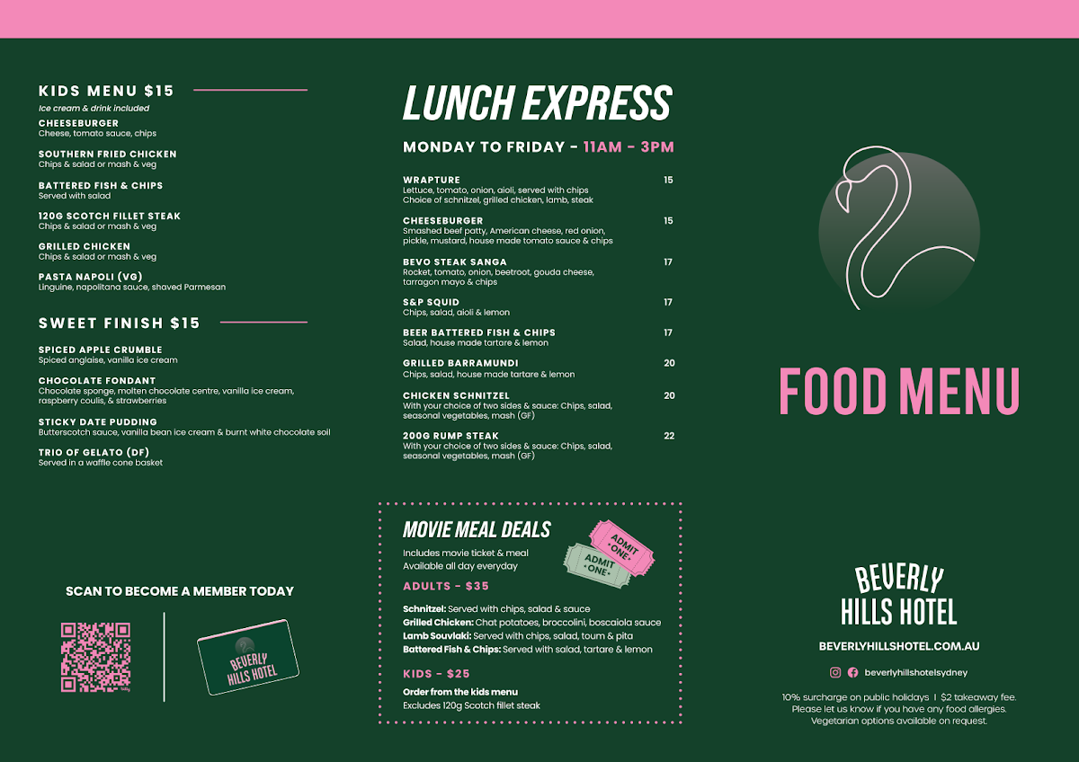 Menu, Beverly Hills Hotel