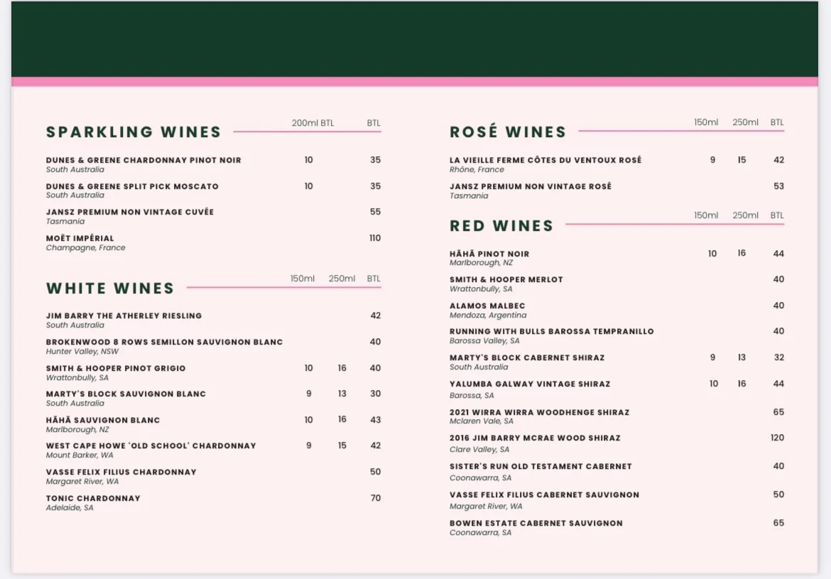 Menu, Beverly Hills Hotel