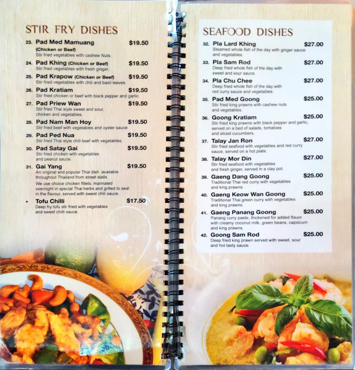 Menu, Warragul Thai Restaurant