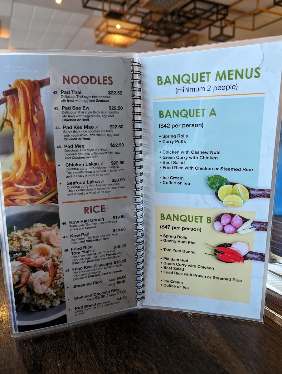 Menu, Warragul Thai Restaurant