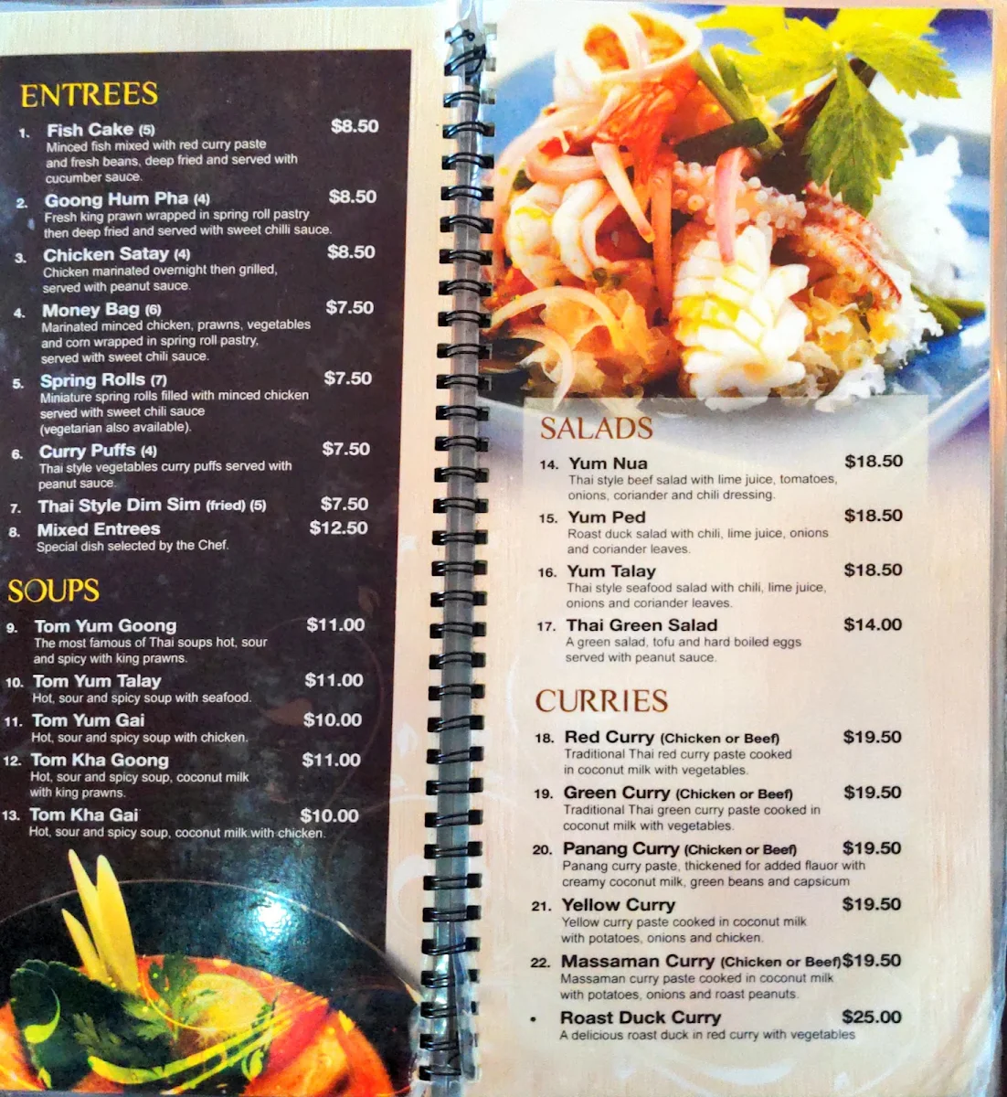 Menu, Warragul Thai Restaurant