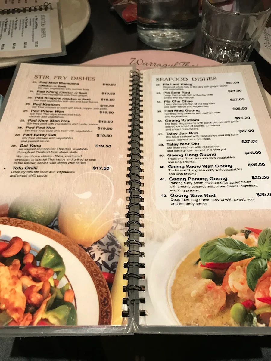 Menu, Warragul Thai Restaurant