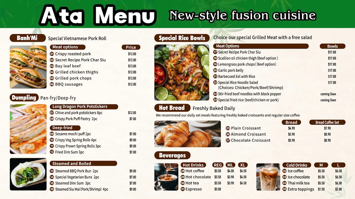 Menu, @Ata foodary