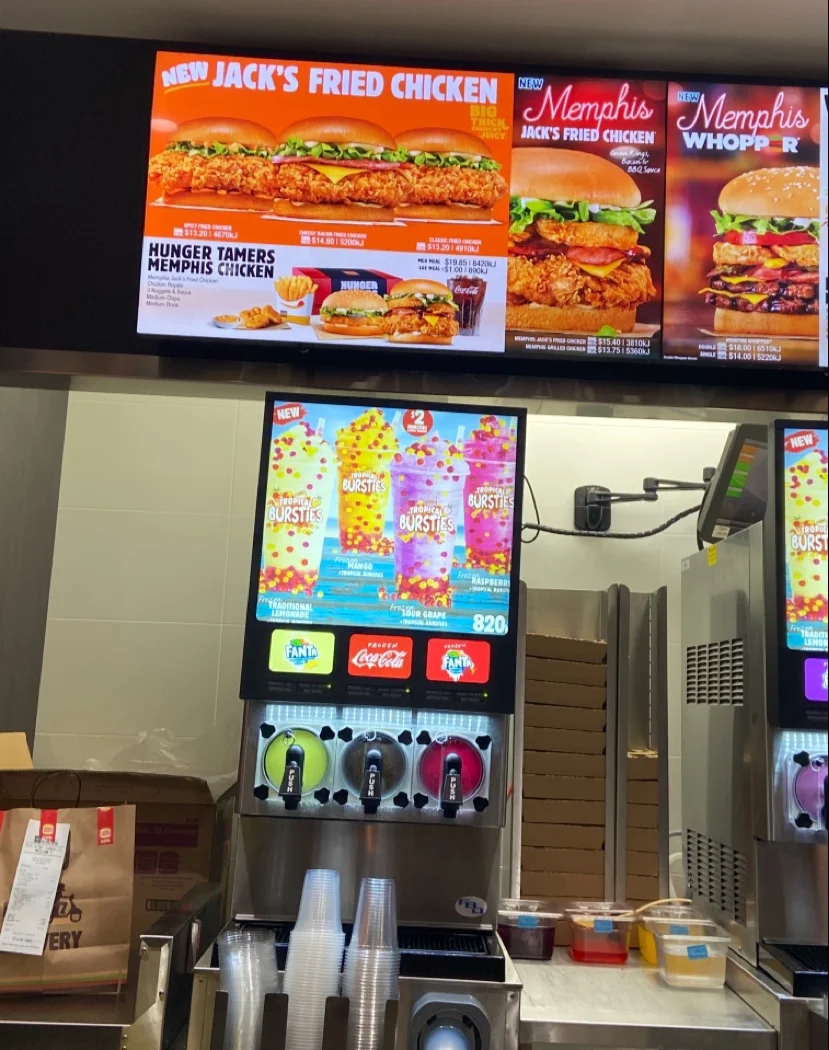 Menu, Hungry Jack's Burgers Herston