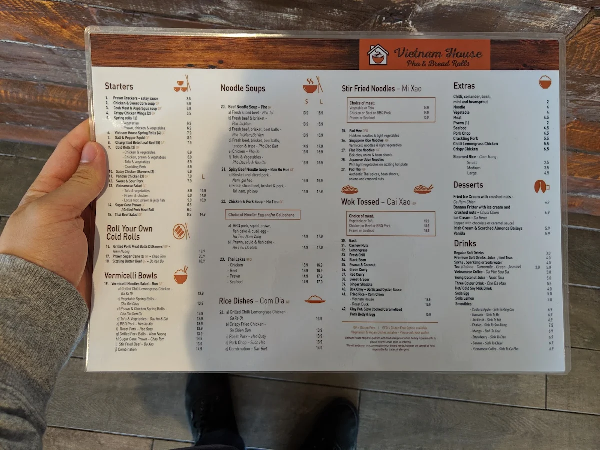 Menu, Vietnam House