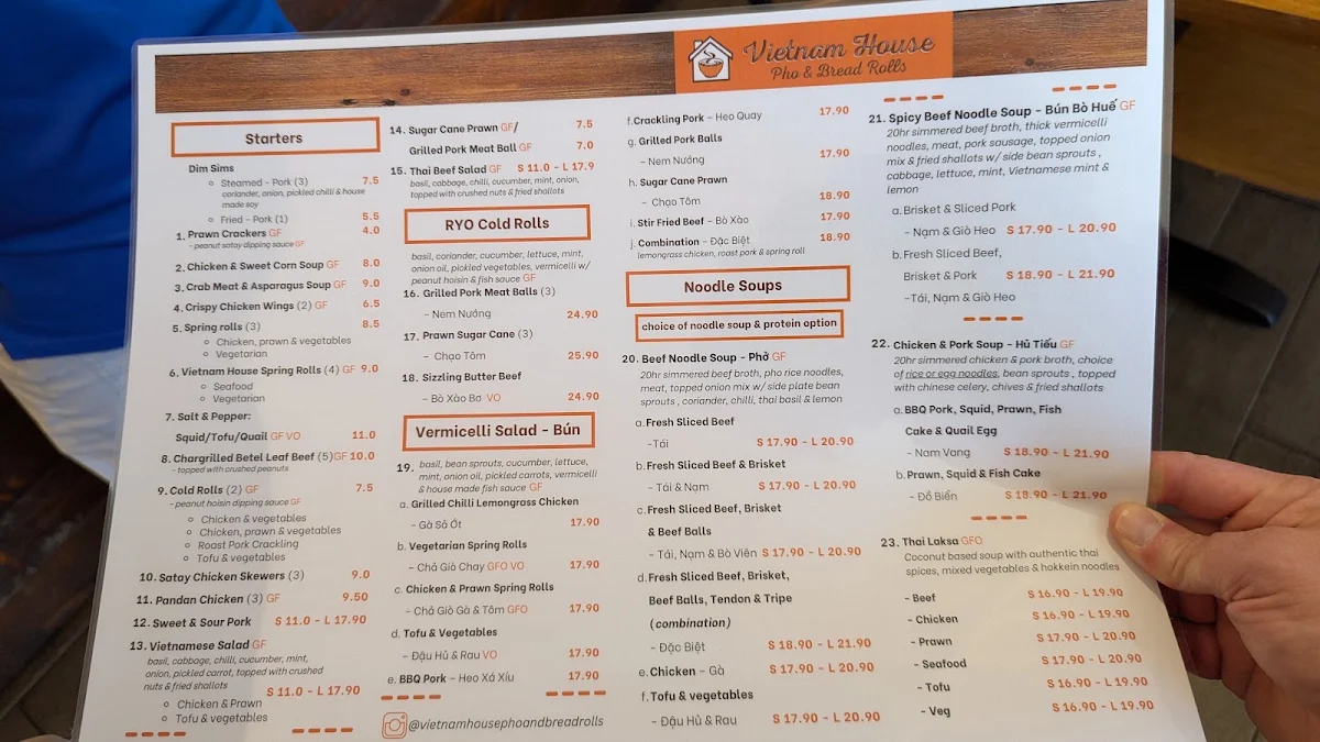 Menu, Vietnam House