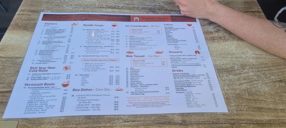 Menu, Vietnam House