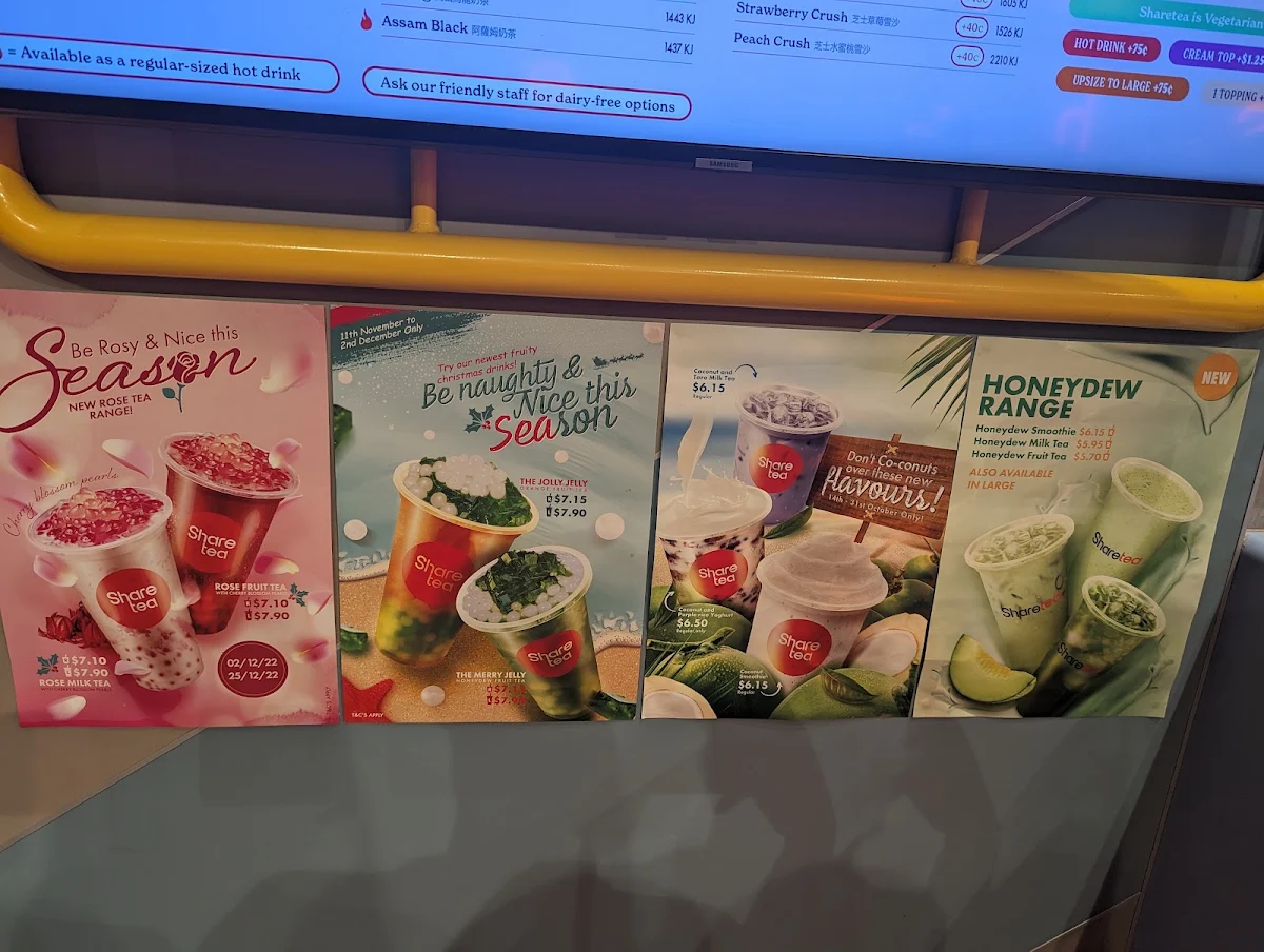 Menu, Sharetea Bundoora (Uni Hill)