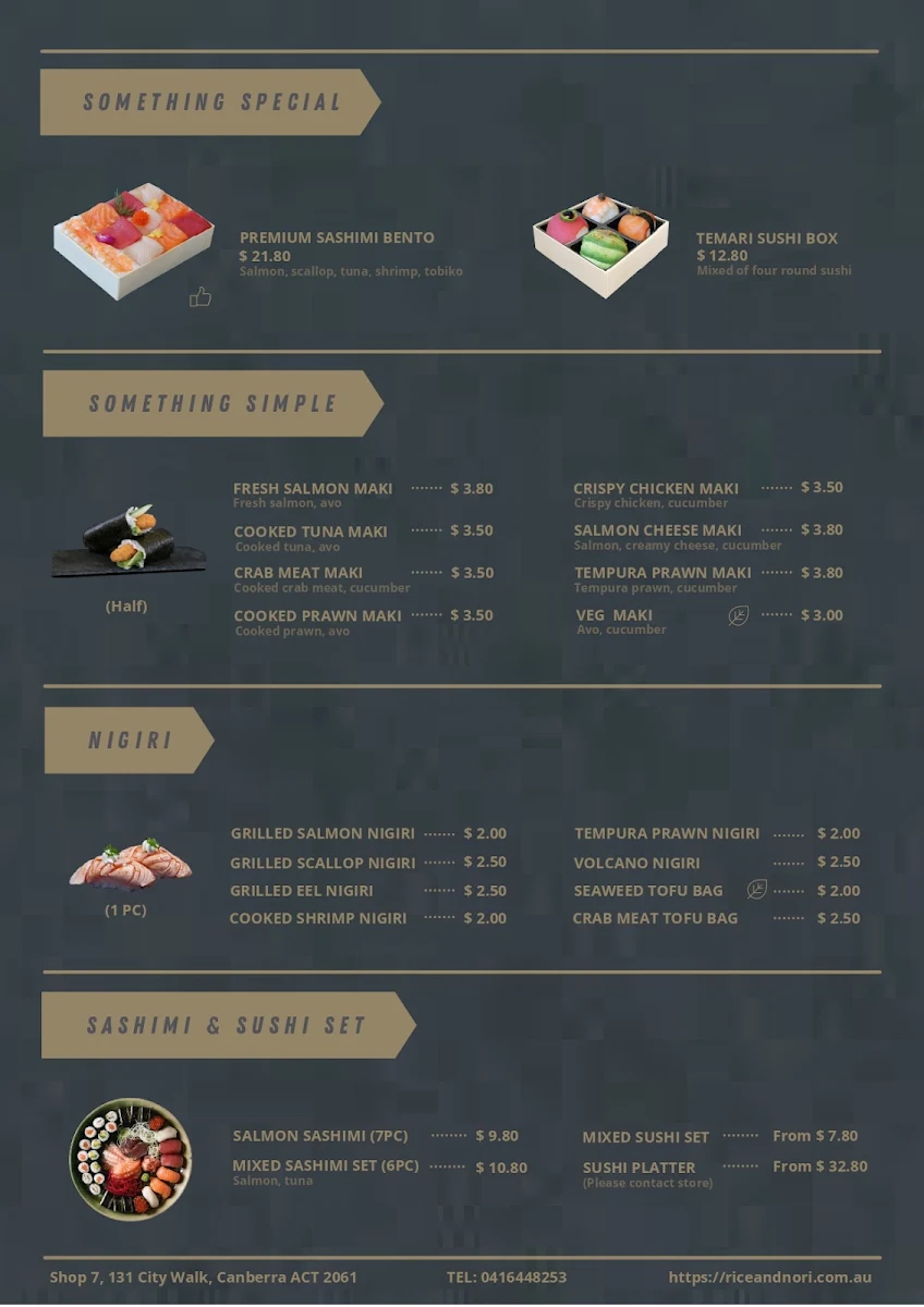 Menu, Rice & Nori Canberra