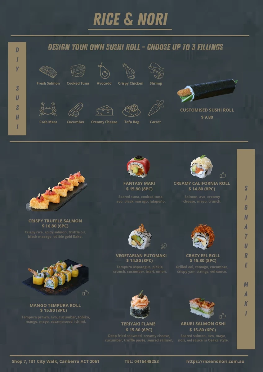 Menu, Rice & Nori Canberra