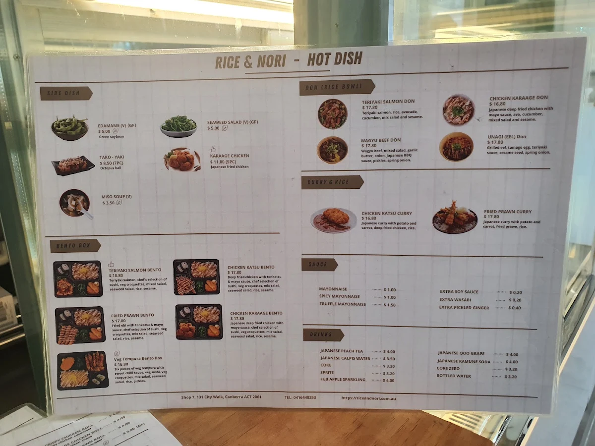 Menu, Rice & Nori Canberra