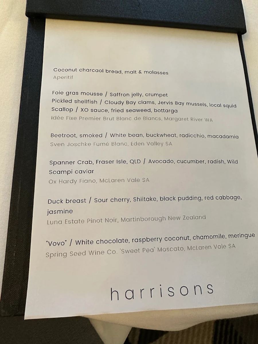 Menu, Harrisons by Spencer Patrick