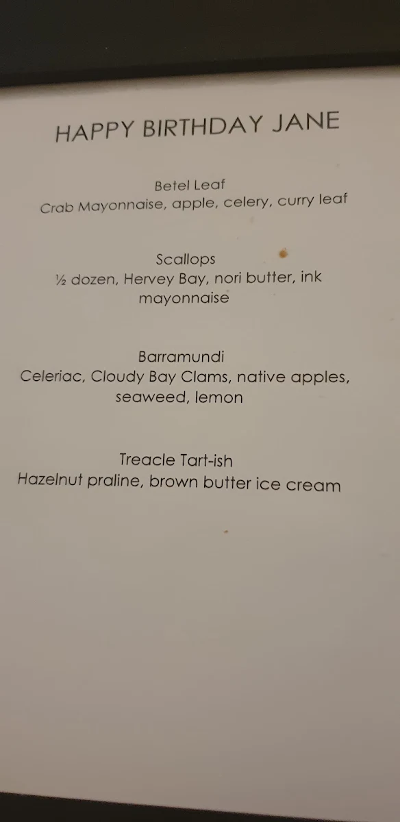 Menu, Harrisons by Spencer Patrick