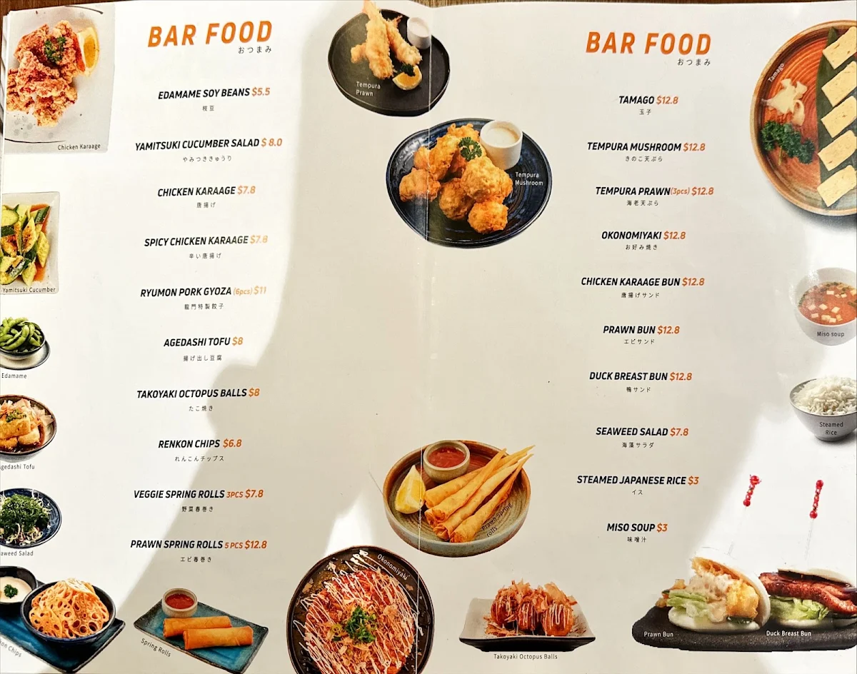 Menu, Ryumon Japanese Kitchen & Bar