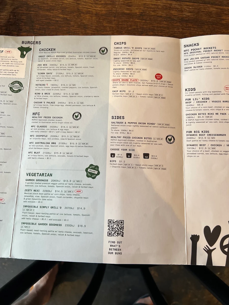 Menu, Grill'd Burgers - Elsternwick